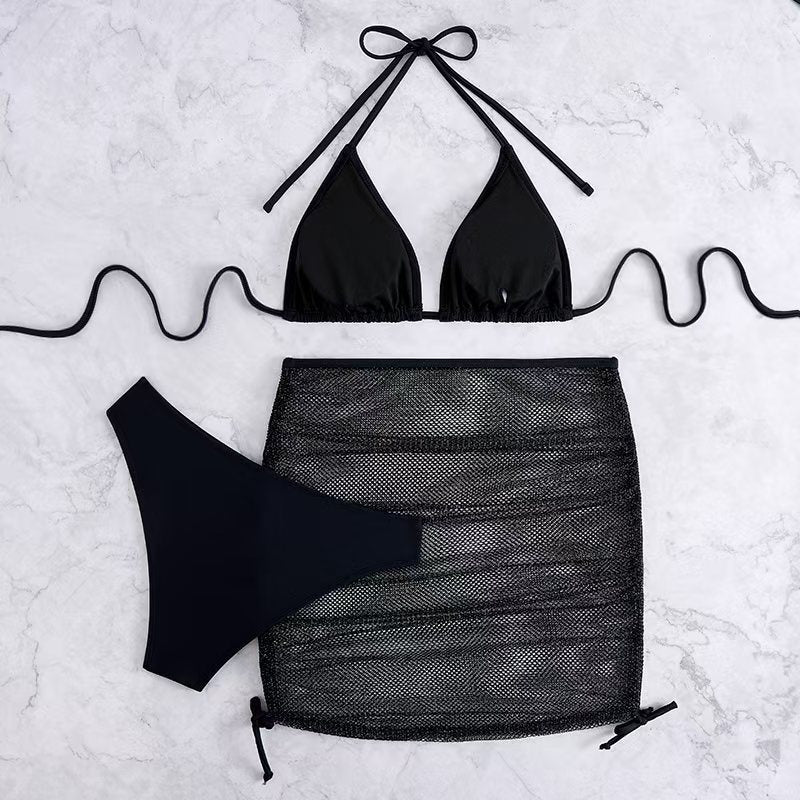 Damen Bikini-Set mit geflochtenem Rock und vielseitigem Triangel-Design Drune