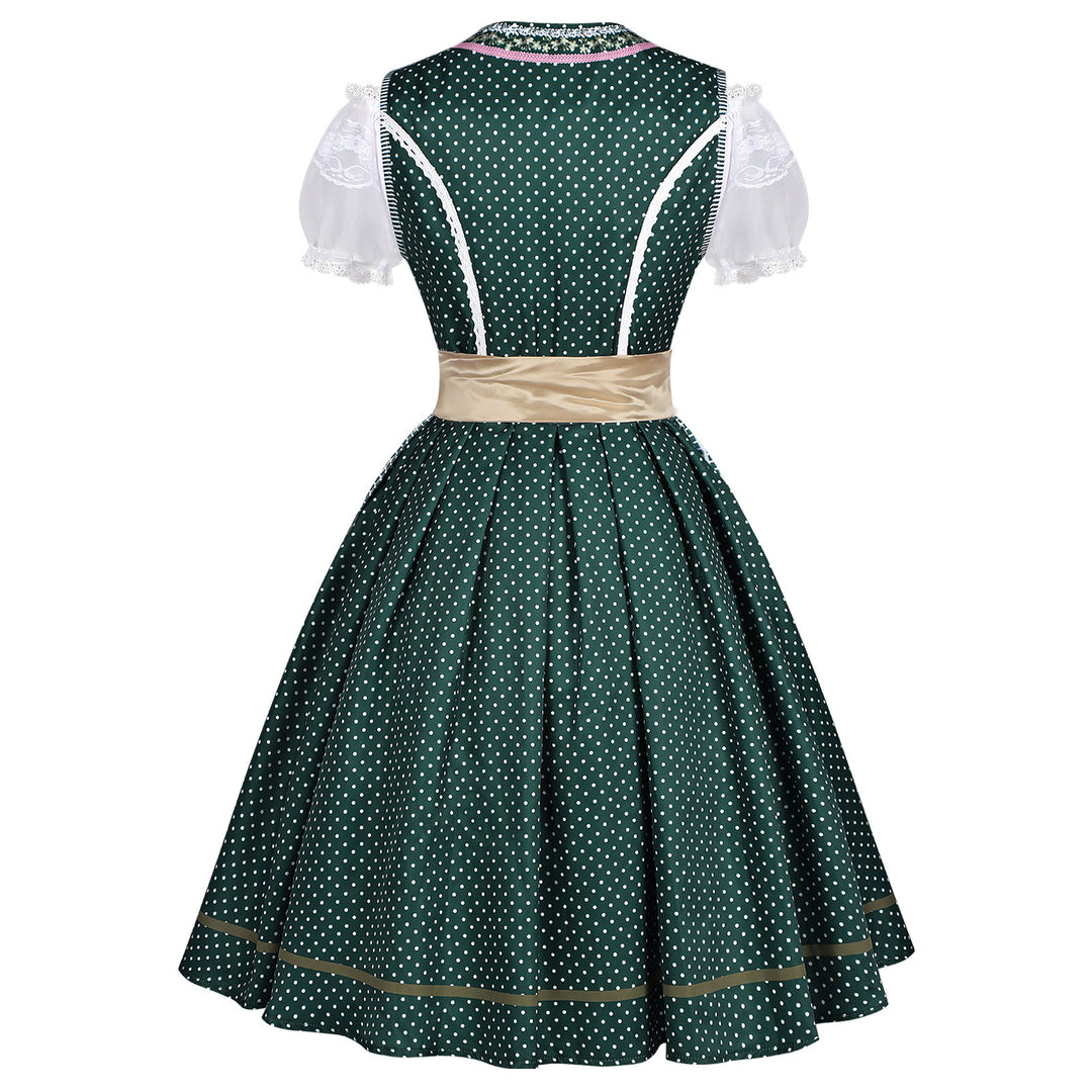 Damen nan traditionelles Trachten-Dirndl mit geschnürter Corsage, Spitzenärmeln und schwingendem Tellerrock Drune