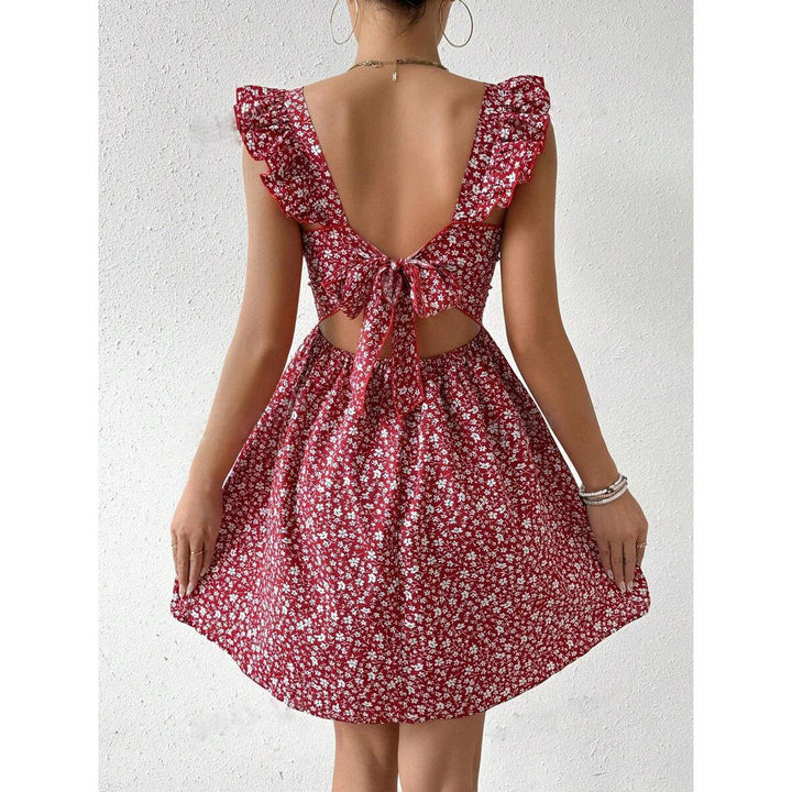 Damen Sommerliches Kleid mit Rüschendetails und Quadrat-Ausschnitt Drune
