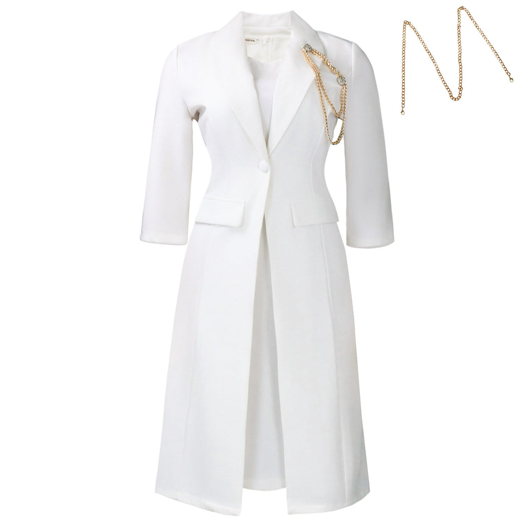 Damen Blazer-Kleid mit asymmetrischem Saum und eleganter Drapierung Drune