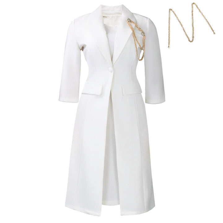 Damen Blazer-Kleid mit asymmetrischem Saum und eleganter Drapierung Drune
