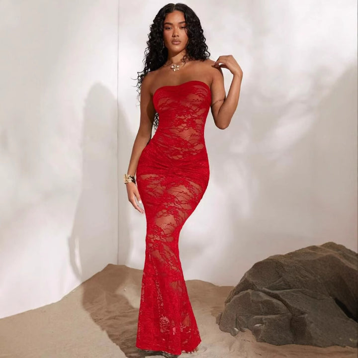 Damen Sexy Spitzenkleid mit figurbetontem Schnitt Drune