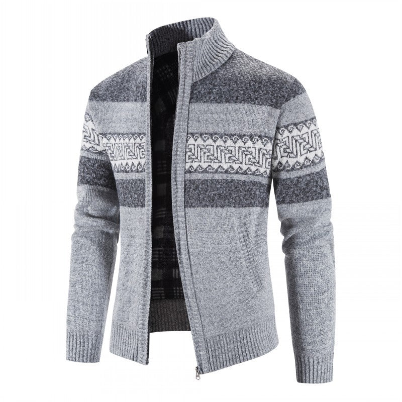 Herren Strickjacke mit hohem Kragen und attraktiven Mustern Drune