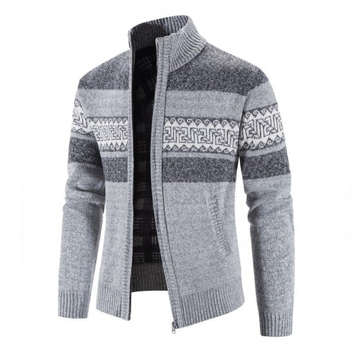 Herren Strickjacke mit hohem Kragen und attraktiven Mustern Drune