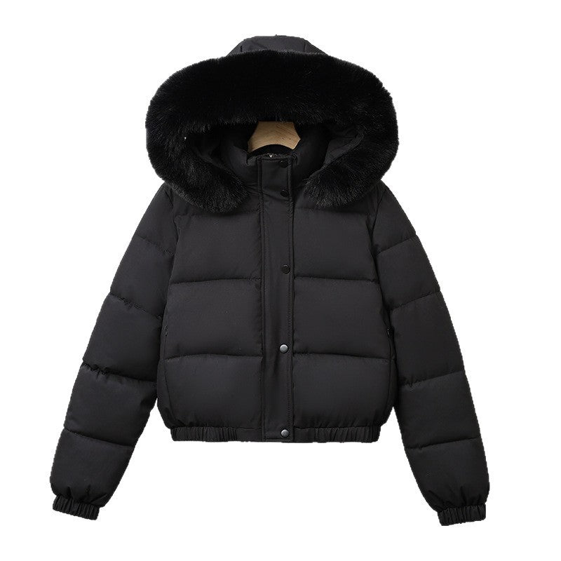 Damen nan kurz geschnittener Thermo-Blouson mit voluminöser Kapuzenblende und elastischem Saum Drune
