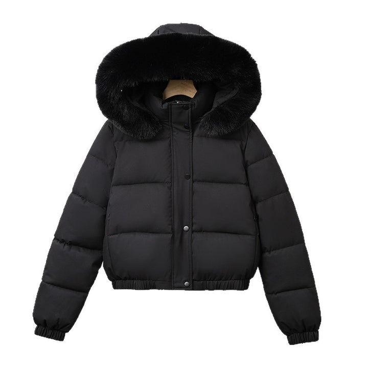 Damen nan kurz geschnittener Thermo-Blouson mit voluminöser Kapuzenblende und elastischem Saum Drune