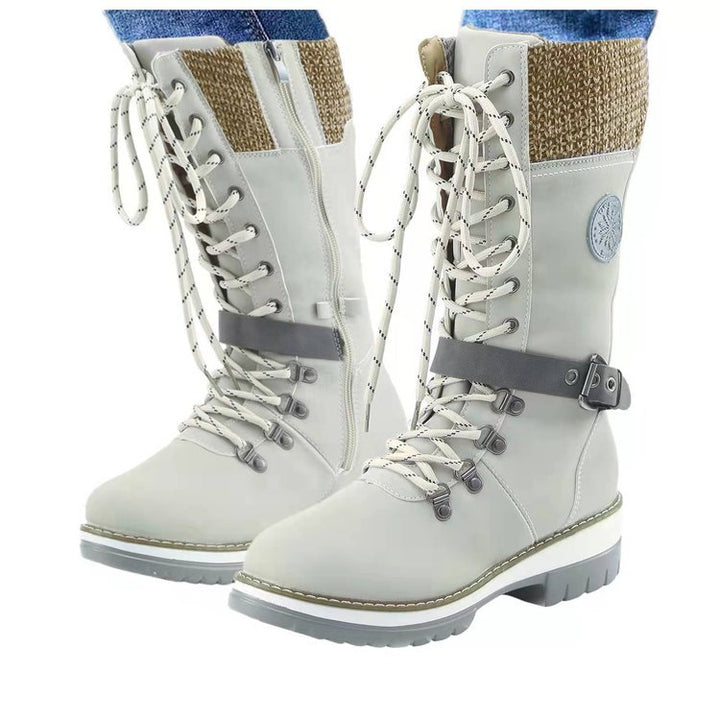 Damen robuste Winterstiefel mit hochschließendem Design und modischen Akzenten Drune