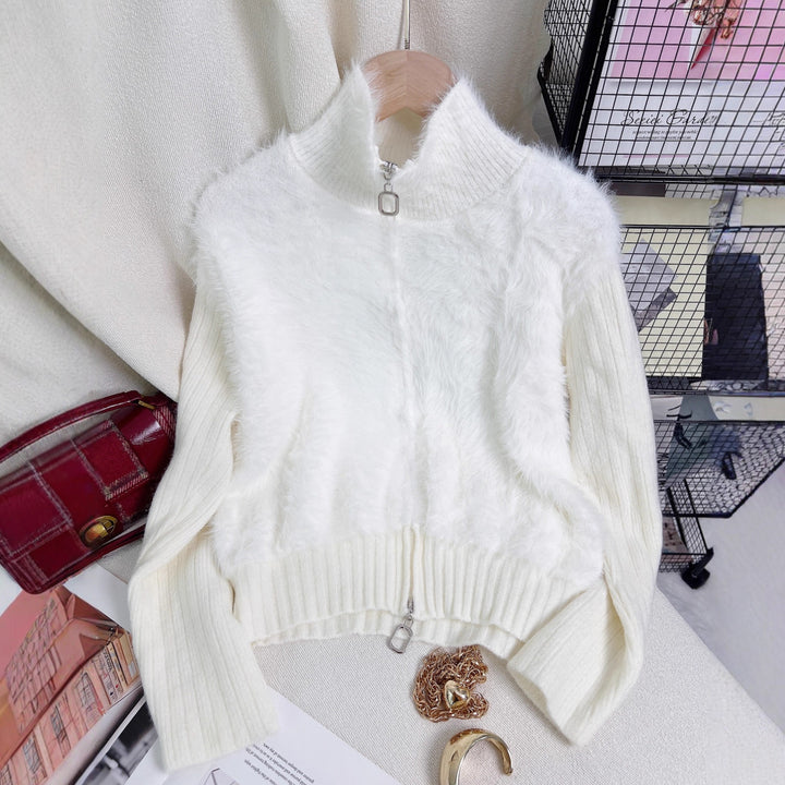 Damen Wärmeisolierende Strickpullover mit hohem Kragen und luxuriösem Fleeceeinsatz Drune