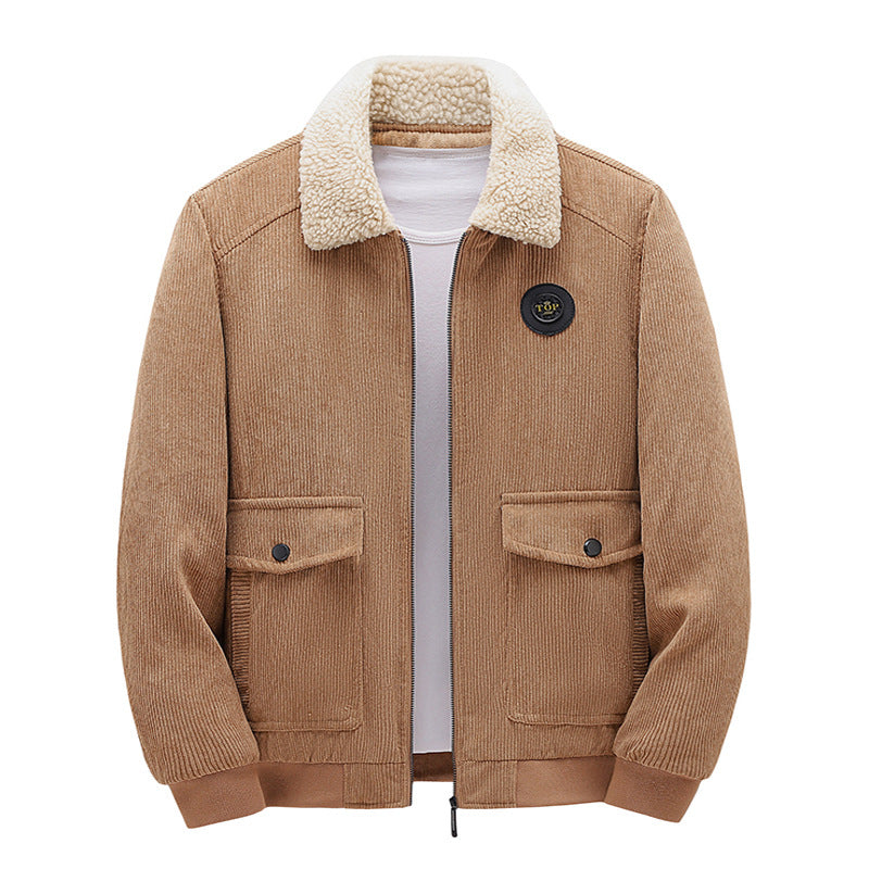 Herren Lässige Cordjacke mit Teddykragen Drune