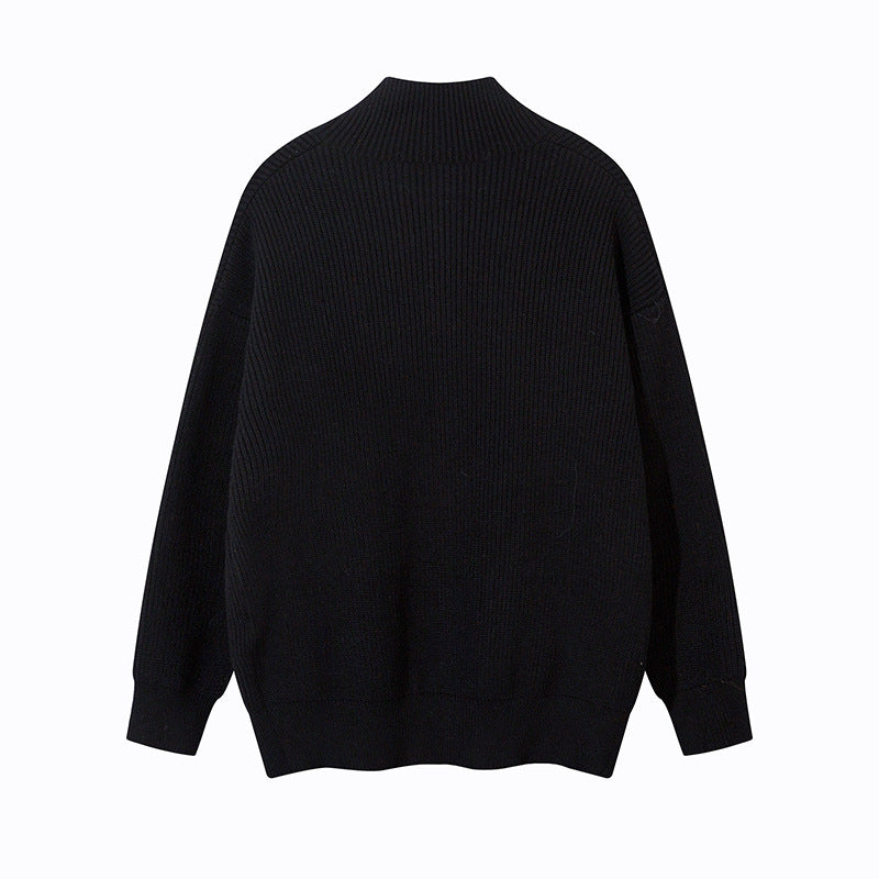 Unisex Oversize-Strickjacke mit Stehkragen und durchgehender Knopfleiste Drune