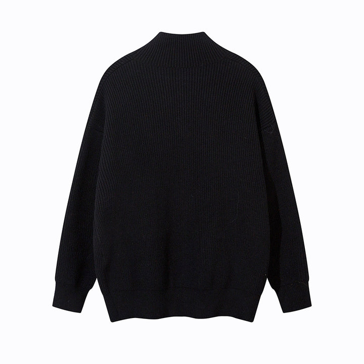Unisex Oversize-Strickjacke mit Stehkragen und durchgehender Knopfleiste Drune