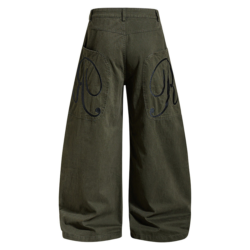 Damen weite High‑Waist Culotte-Jeans mit Baggy-Silhouette und Cargo-Details Drune