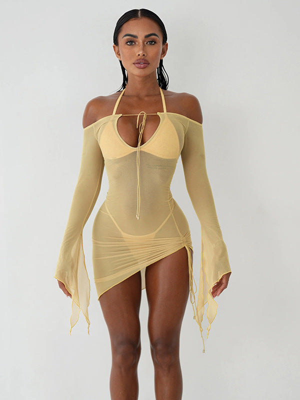 Damen Bademantel mit tiefem Ausschnitt und eleganten Ärmeln Drune