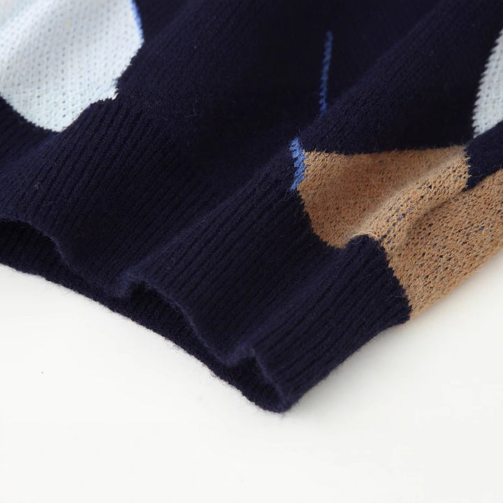 Damen modischer Pullover mit elegantem Rautenmuster Drune
