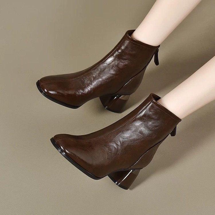 Damen Elegante Ankle Boots mit Blockabsatz Drune