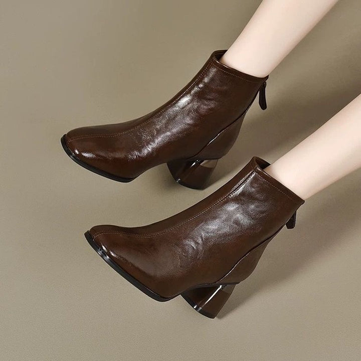 Damen Elegante Ankle Boots mit Blockabsatz Drune