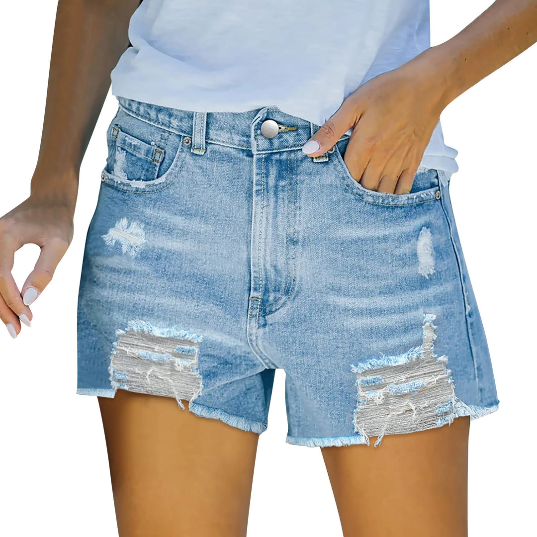 Damen Hochgeschnittene Destroyed Denim-Shorts mit aufwendigen Fransen Drune