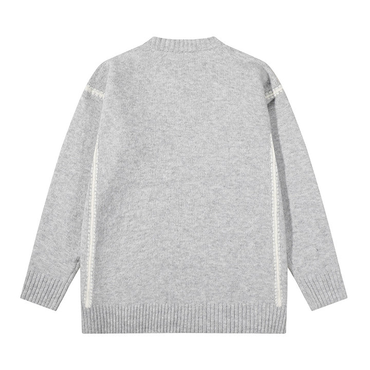 Unisex Oversize Feinstrick-Pullover mit Rundhalsausschnitt und Rippenbündchen Drune