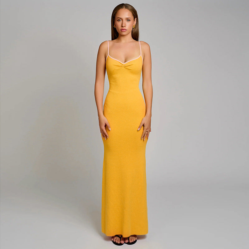 Damen Elegantes Maxikleid mit spaghettiträgern und figurbetonendem Schnitt Drune