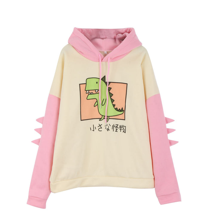 Damen nan Kapuzenpullover mit dreidimensionalen Rückendetails und niedlichem Dinosaurierprint Drune