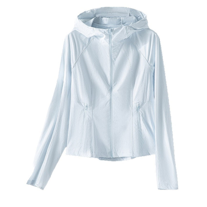 Damen Ultraleichte Kapuzen-Windjacke mit Raglanärmeln und Reißverschlusstaschen Drune