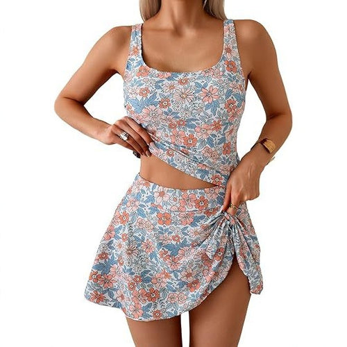 Damen Sportliches Tankini-Set mit schmeichelndem Rock Drune