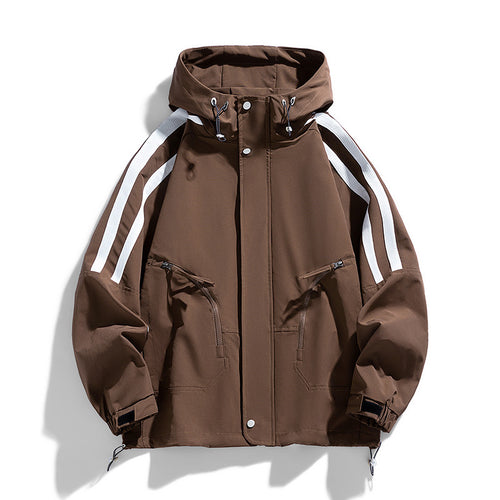 Unisex Sportlich-urbaner Kapuzen-Windbreaker mit Kontraststreifen Drune