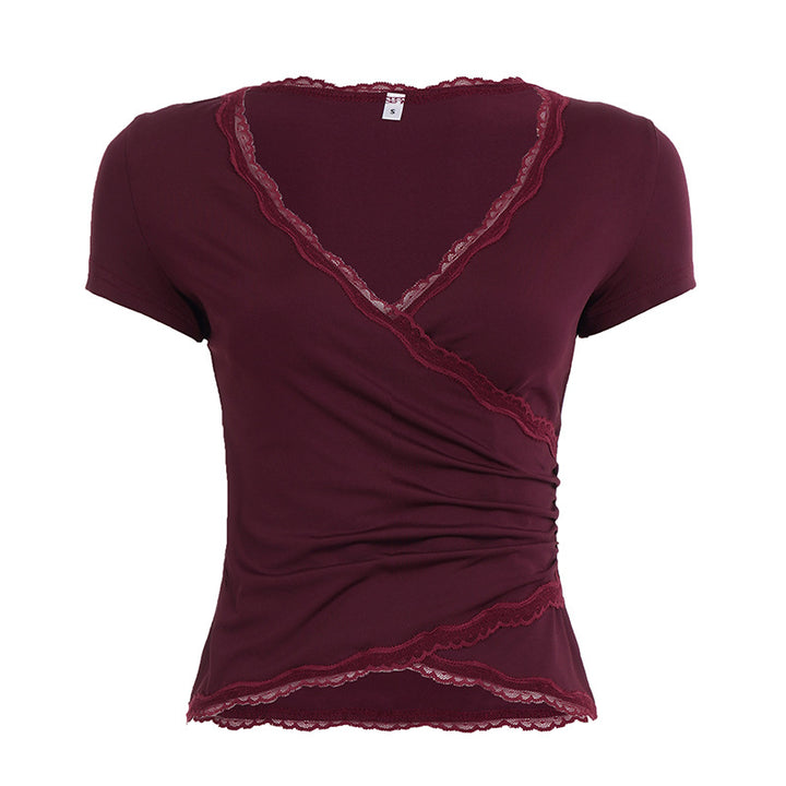 Damen Wickeloberteil mit eleganten Spitzenakzenten Drune