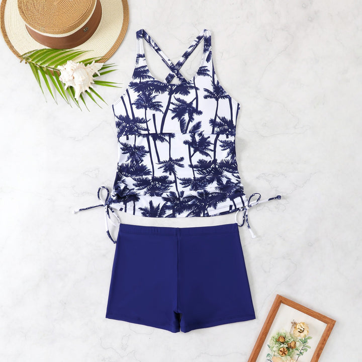 Damen Sportliches Tankini-Set mit floralem Design und verstellbaren Bündchen Drune