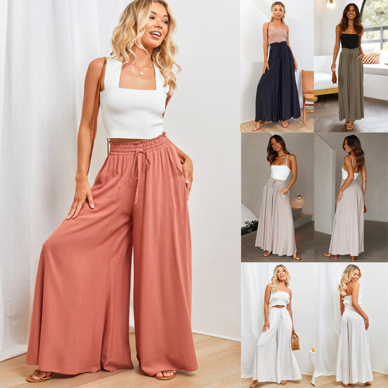 Damen weite Sommerhose mit elastischem Bund und praktischen Taschen Drune