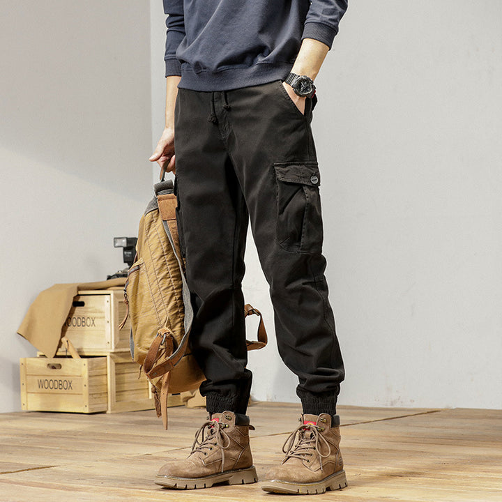 Herren Robust-Canvas Cargo-Jogger mit elastischem Kordelbund, aufgesetzten Utility-Taschen und gerippten Bündchen Drune