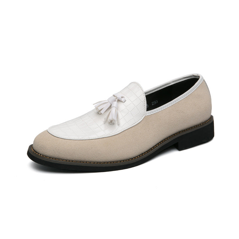 Herren eleganter Quasten-Loafer mit kroko-geprägtem Lederblatt und weichem Veloursaußenmaterial Drune
