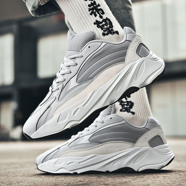 Herren Chunky-Dad-Sneaker im Retro-Running-Design mit profiliertem Wellen-Sohlenaufbau und atmungsaktivem Mesh-Suede-Obermaterial Drune