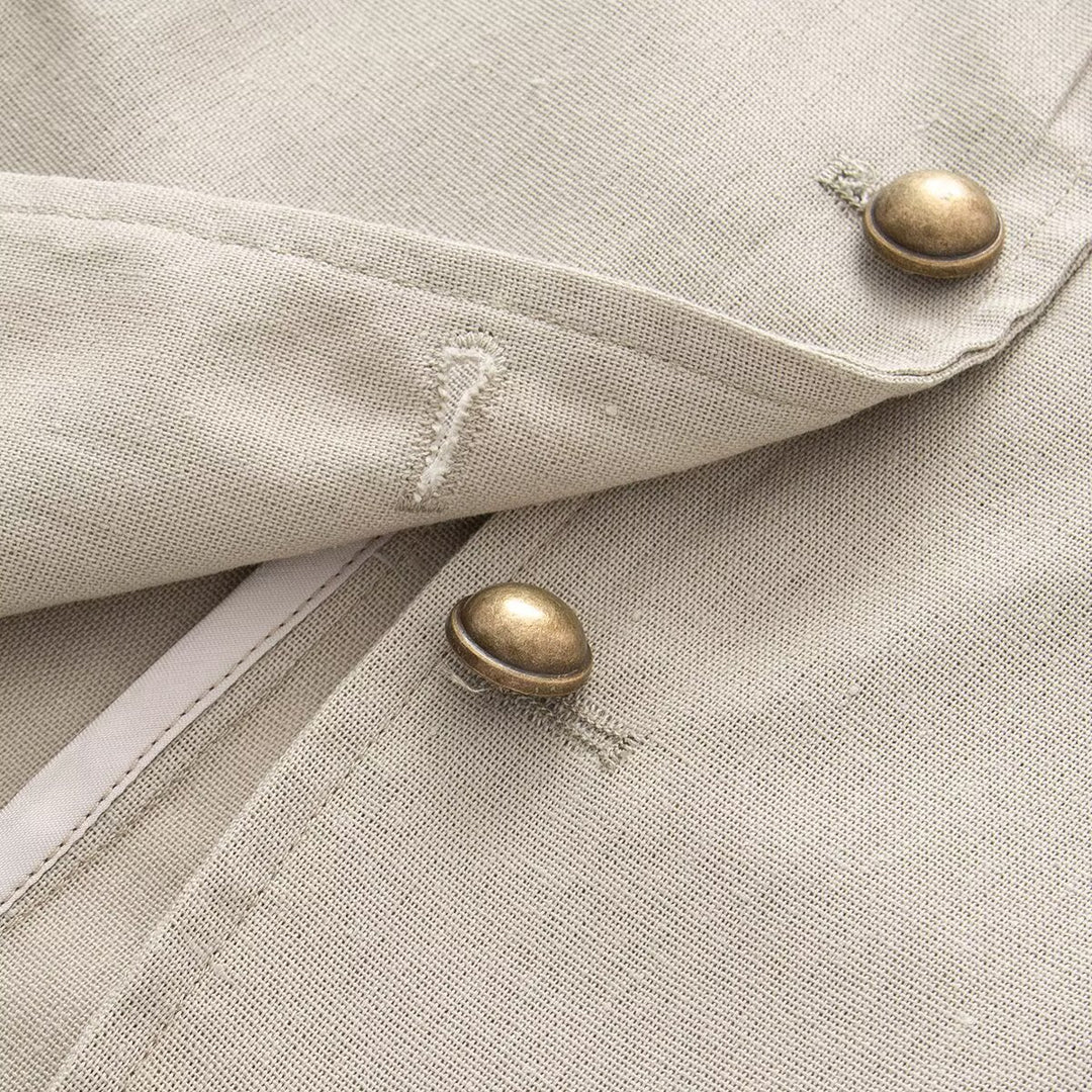 Damen Taillierter Stehkragen-Blazer mit dekorativen Metallknöpfen Drune