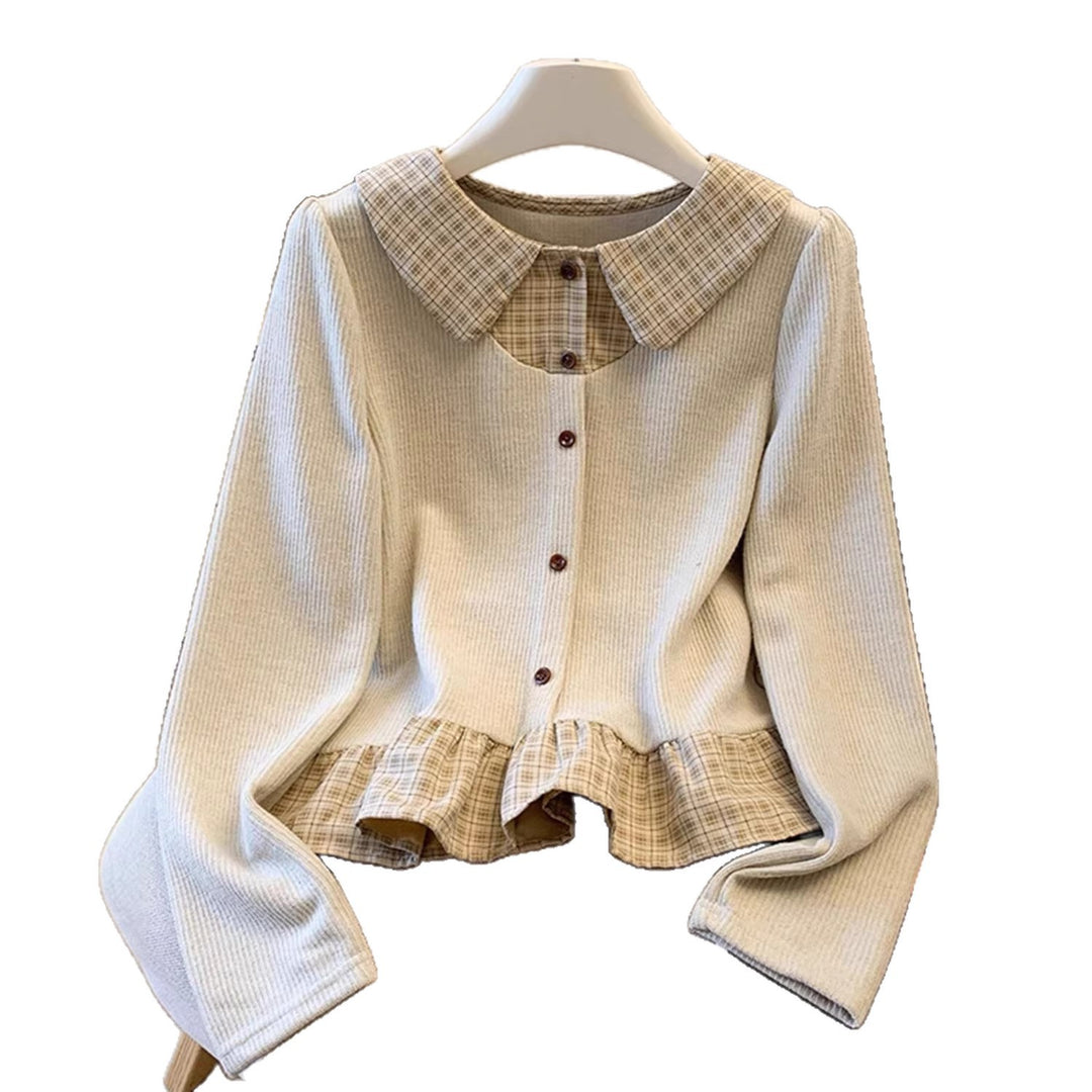 Damen modischer Strickpullover mit Hemdblusen-Details Drune
