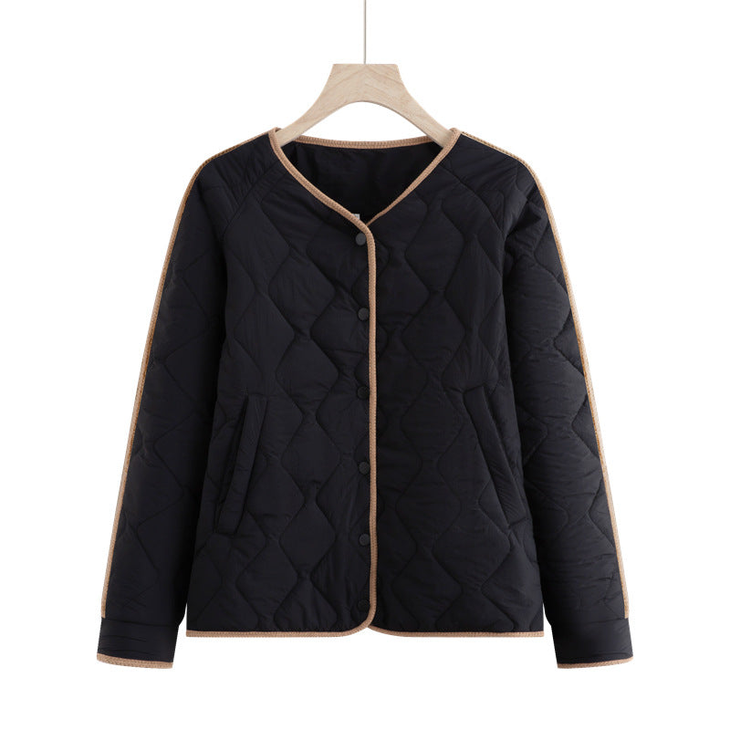 Damen nan gesteppte Übergangsjacke mit Rautenstepp, Rundhals und Druckknopfleiste Drune