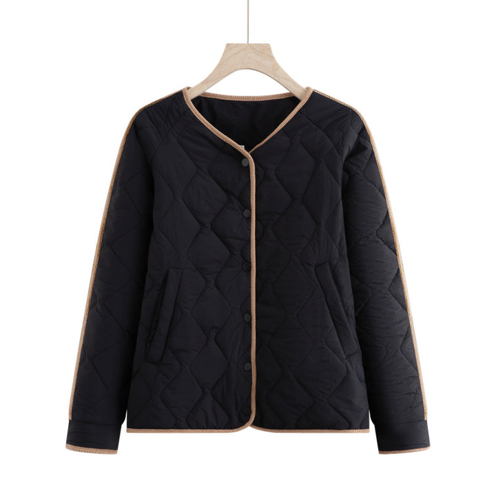 Damen nan gesteppte Übergangsjacke mit Rautenstepp, Rundhals und Druckknopfleiste Drune