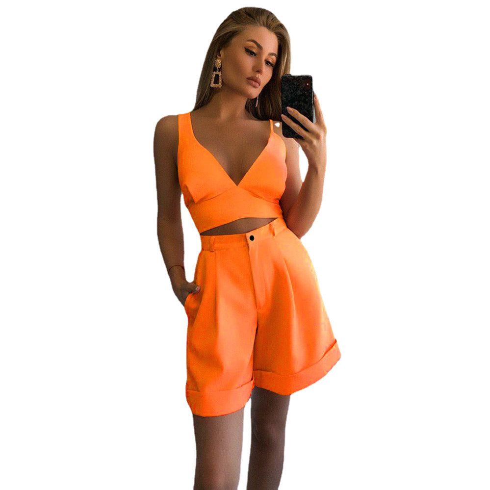 Damen Zweiteiliges Ensemble mit Crop-Top und Shorts Drune