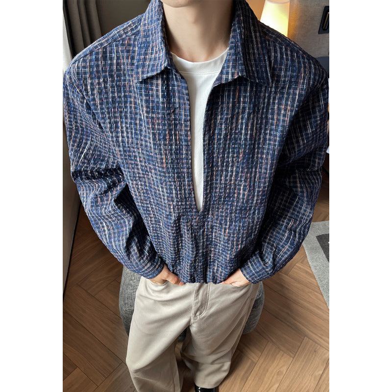Herren Lässige Hemdbluse mit strukturiertem Design Drune