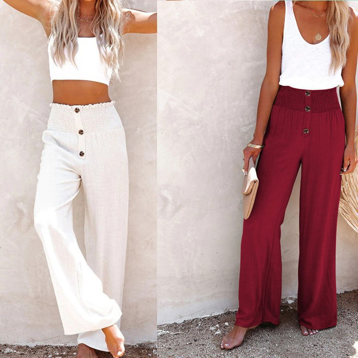 Damen Weite Schnitt Palazzohose mit elastischem Bund Drune