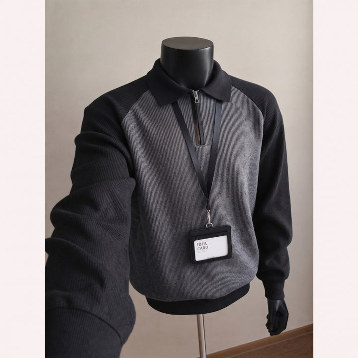 Herren Modischer Pullover mit Stehkragen und Reißverschluss Drune