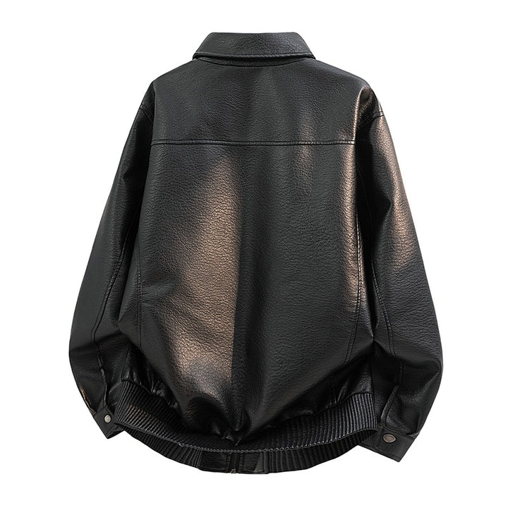 Herren Elegante Kunstleder-Bomberjacke Drune