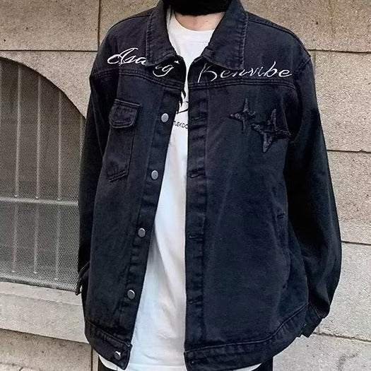 Herren lässige Denim-Überjacke mit kreativen Details Drune