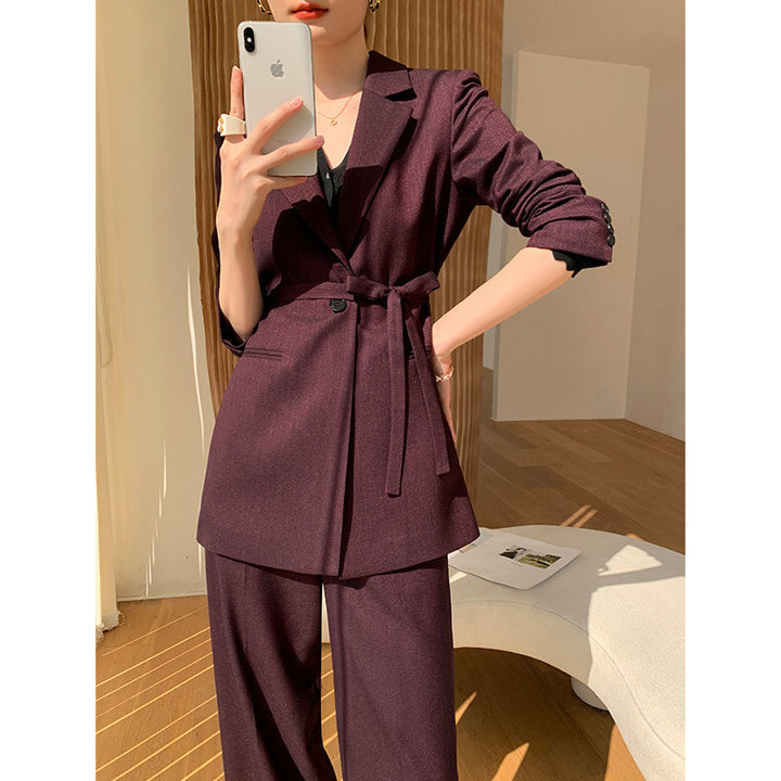 Damen Elegantes Blazer Set mit Taillengürtel Drune