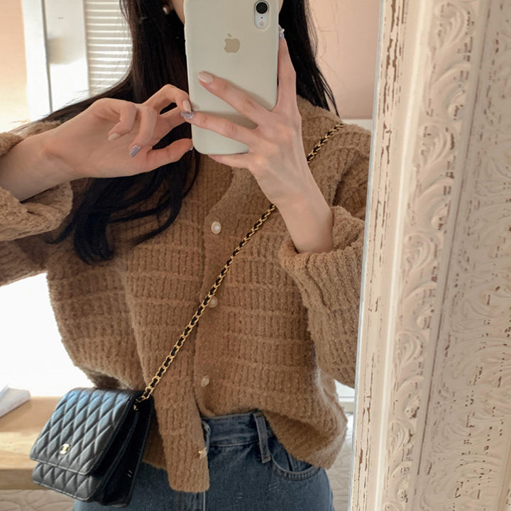 Damen lässige Strickjacke mit strukturiertem Design Drune