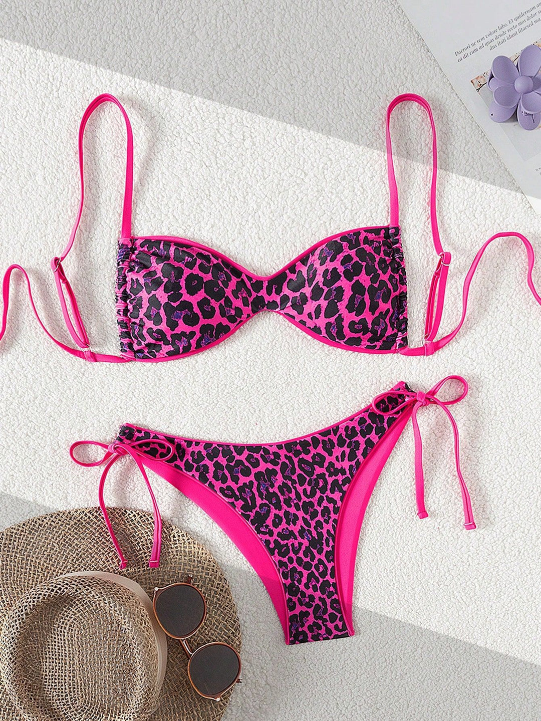 Damen Push-Up Bikini mit raffiniertem Animal-Print und verstellbaren Trägern Drune