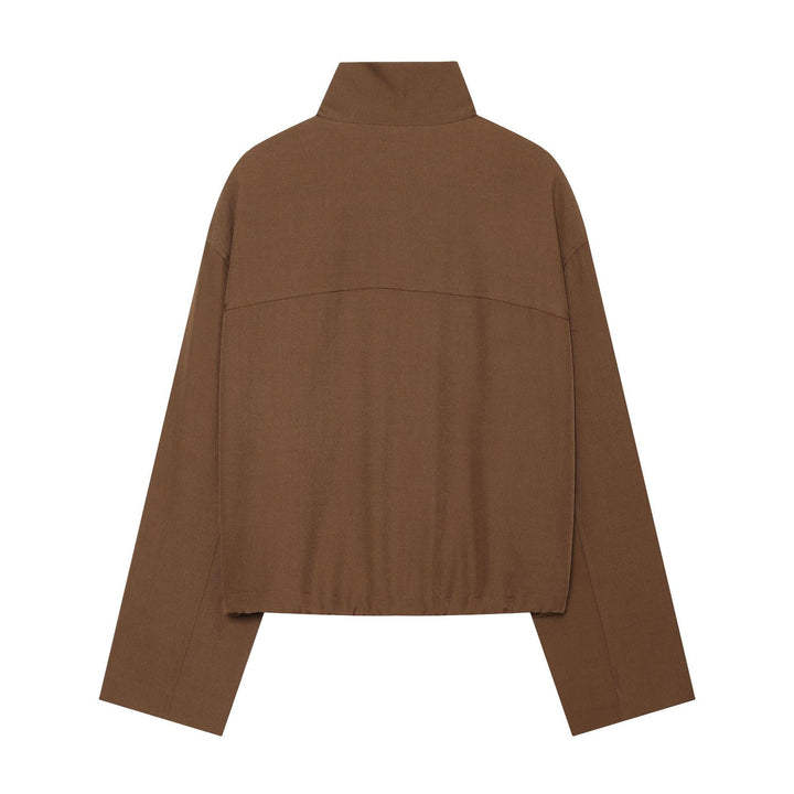 Damen Kurze Boxy‑Fieldjacke im Worker‑Look mit hohem Stehkragen und Pattentaschen Drune