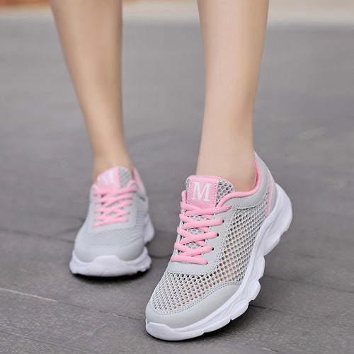 Damen nan leichte Netz-Sneaker mit belüftetem Obermaterial und stoßdämpfender Wellenlaufsohle Drune