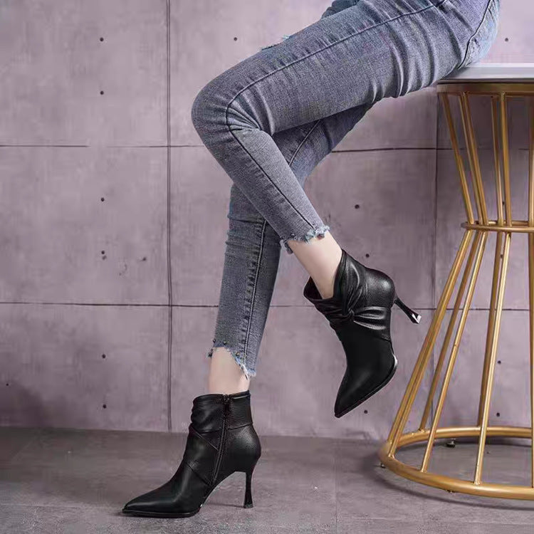 Damen Elegante Stiefeletten mit Schleifen-Detail Drune