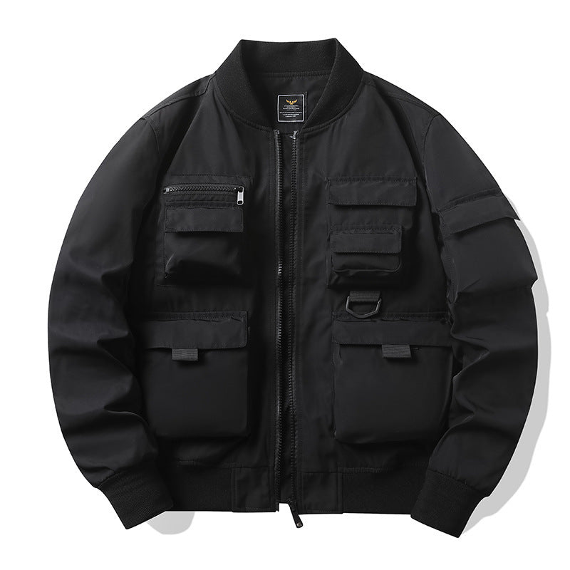 Herren Multitaschen-Tactical-Bomber mit modularen Außenfächern und D-Ring-Details Drune